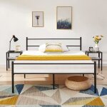 Dorafair lit en mtal double pour enfant cadre de lit 140x190cm noir