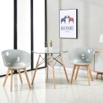 Dorafair table  manger ronde scandinave en bois 80 cm table de cuisine transparent