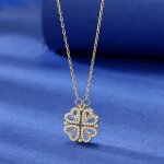 Dor� - 45cm - collier de luxe en forme de tr�fle � quatre feuilles pour femmes pendentif en cristal plaqu� ...