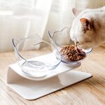Double gamelle chat chien plastique - transparent - moyen - rond - intrieur - repas