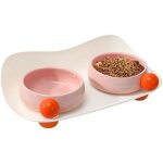 Double gamelle en céramique - bol anti Éclaboussure - pour chien et chat - 300 ml - antidérapant - rose ... Double gamelle en céramique - bol anti Éclaboussure - pour chien et chat - 300 ml - antidérapant - rose ...