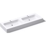 Double lavabo suspendu blanc 140cm mai & mai - col830 - r�sine - rectangulaire