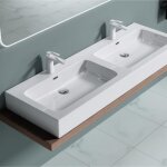 Double lavabo vasque à poser blanc brillant lave main doporro colossum830 140x48x13cm avec trop - plein ... Double lavabo vasque à poser blanc brillant lave main doporro colossum830 140x48x13cm avec trop - plein ...
