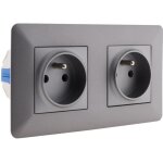 Double prise affleurante artezo 2p + t + bo�te - titanium - zenitech