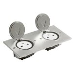 Prise de sol double - legrand - rectangulaire - inox bross - 2p + t - 16a 250v