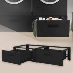Lot de 2 supports de machine � laver avec tiroirs coulissants noir en acier ml - design