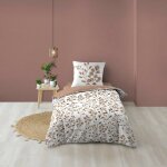 Douceur dint�rieur housse de couette 140 x 200 cm maiwen mocha 100% coton motif v�g�tal + 1 taie