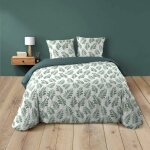 Douceur dint�rieur parure de lit 240 x 220 cm aqualis ? 100% coton 42 fils motif feuillage vert (housse ...