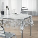 Douceur dinterieur nappe imprim�e feuille d�cor line cristal 140x240 cm blanc