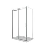 Douche de 8 mm h. 190 avec un paroi fixe et une porte coulissante (receveur non inclu) - 80 fixe x 100 ...