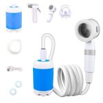 Douche de camping portable 4000mah 15t r�glage de la pompe � eau 2 vitesses autonomie 65 - 90 minutes ...