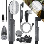 Douche de camping portable - kesser - pompe immerg�e - 2 batteries 2200mah - d�bit 45 l / min - autonomie ...