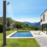 Douche extrieure solaire - yis - 35 litres - robinet mitigeur - douche de pied - noir