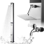 Douche solaire de jardin - strattore - ocean en noir / argent - 40 litres - avec robinet et pommeau de ...