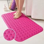 Tapis de bain antidrapant - rouge - 36cm x 71cm - pvc antibactrien - ventouses puissantes