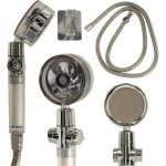 Douchette - luxe - argent - turbine - support mural - tuyau inclus