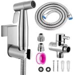 Douchette wc bidet � main - pzcc - acier inoxydable - nickel bross� - vanne 3 voies - 150 cm - fixation ...