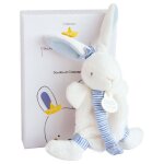 Doudou avec attache ttine - doudou et compagnie - lapin matelot - mixte - multicolore - blanc