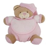 Doudou  broder au point de croix ours 18 cm grand bavoir coloris rose