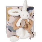 Doudou et compagnie - doudou lapin - 25 cm - blanc / sable - lapin pompon naturel - id�e cadeau - happy ...