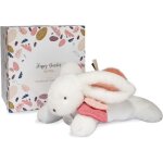 Doudou et compagnie - peluche lapin - 25 cm - lapin pompom blanc / terracotta - jolie bote cadeau - ...
