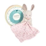 Doudou en coton bio lapin - doudou et compagnie - avec mouchoir rose - mixte - a partir de 0 mois