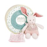 Doudou lapin en coton bio - doudou et compagnie - mouchoir rose - dès la naissance Doudou lapin en coton bio - doudou et compagnie - mouchoir rose - dès la naissance