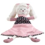 Doudou mouchoir lapin - miss fleur de lune - en velours doux - blanc - pour bébé fille Doudou mouchoir lapin - miss fleur de lune - en velours doux - blanc - pour bébé fille