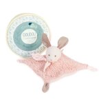 Doudou plat en coton bio lapin rose - doudou et compagnie - 0 mois - naissance - mixte - rose pastel