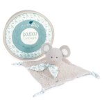 Doudou plat en coton bio souris grise - doudou et compagnie - mixte - 0 mois - gris - non