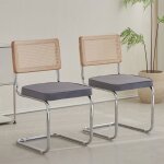 Dowisdoly chaises - rotin et m�tal - velours gris (lot de 2 )
