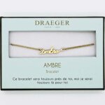 Bracelet prnom - draeger - ambre - 14 cm - rglable - mtal sans nickel