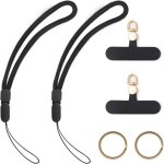 Dragonne t�l�phone portable r�glable - zgeer - 2 pi�ces - 215 cm - patchs rotatifs � 360� - anneau dor� ...