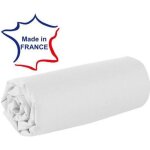 Drap housse - 120 x 190 cm - 100% coton - 57 fils - france - blanc Drap housse - 120 x 190 cm - 100% coton - 57 fils - france - blanc