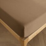Drap housse 140 x 190 cm bonnet 30 cm pr�mium pour lit 2 places - pr�mium taupe