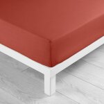 Drap - housse 140 x 190 cm lina 100% coton 57 fils terracotta bonnet 30 cm - douceur dint�rieur