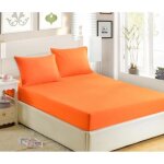 Drap housse - home d�co - 140x190 cm - orange - 100% coton - tissage serr�