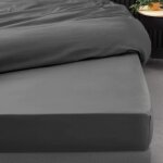 Drap housse 160x200 cm - percale 100% coton - bonnet 30 cm - anthracite Drap housse 160x200 cm - percale 100% coton - bonnet 30 cm - anthracite