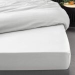 Drap housse 160x200 cm - percale 100% coton - bonnet 30 cm - blanc Drap housse 160x200 cm - percale 100% coton - bonnet 30 cm - blanc