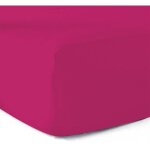 Drap housse - polycoton - 160x200 cm - fuchsia - 57 fils / cm2 - lavable jusqu� 60�