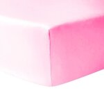 Drap housse - rose - 180 x 200 cm - 100% coton - 30 cm - lavable en machine