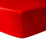 Drap housse - rouge - 180 x 200 cm - 100% coton - 30 cm dpaisseur - lavable en machine