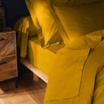 Drap housse 180x200 cm - bonnet 30 cm - 100% coton - jaune
