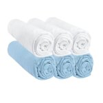 Drap housse 60x120 cm lit bébé lit parapluie 3 bleus + 3 blancs lot de 6 draps coton certifié oeko tex ... Drap housse 60x120 cm lit bébé lit parapluie 3 bleus + 3 blancs lot de 6 draps coton certifié oeko tex ...