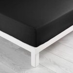 Drap housse - 90 x 190 cm - grand bonnet - 57 fils - uni - noir