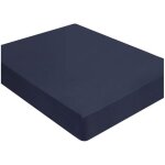Drap - housse 90x200x35cm bleu marine en microfibre bross�e douce pour matelas �pais bonnet de 35cm �lastique ...