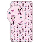 Drap housse - disney - minnie : fleurs - coton 100% - rose - 90 x 200 cm