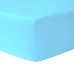 Drap housse double 70 x 190 cm 100 % coton bleu ciel - homerokk