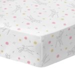 Drap housse enfant imprim� 100% coton - disney bambi flowers - blanc - 90x190 / 200cm