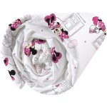 Drap housse enfant imprim� 100% coton - disney minnie shopping - rose - 90x190 / 200cm